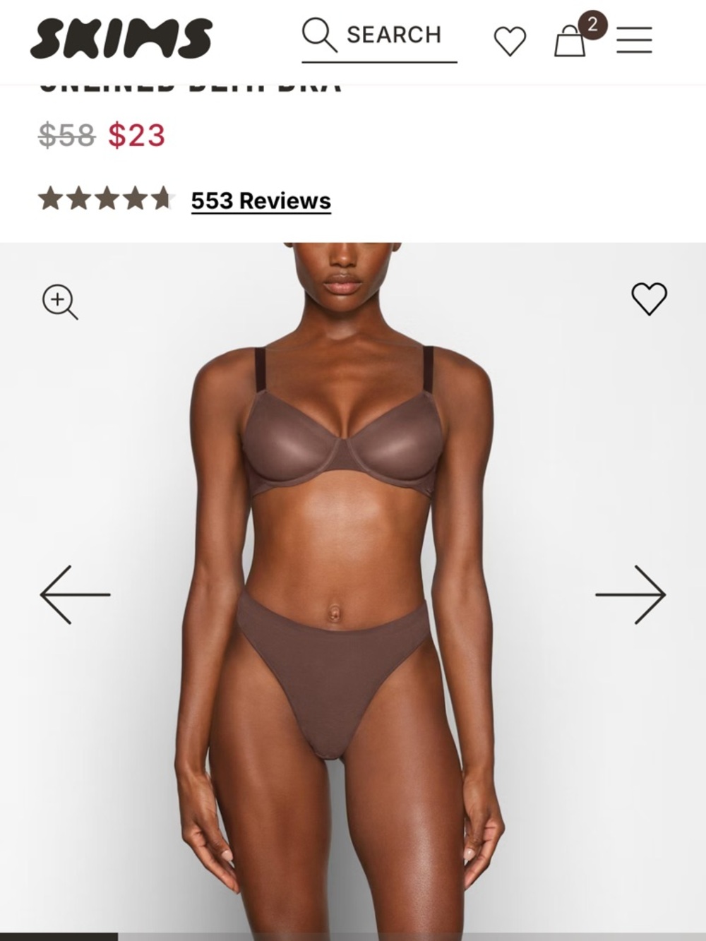 Skims Demi Weightless Bra - 34D